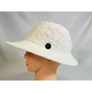 Shihreen White Woven Sun Hat Packable EUC Hiking Outdoors Wide Brim Vacation
